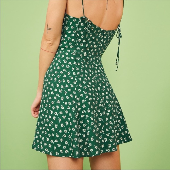 Reformation green floral Sarah mini dress - Picture 2 of 9